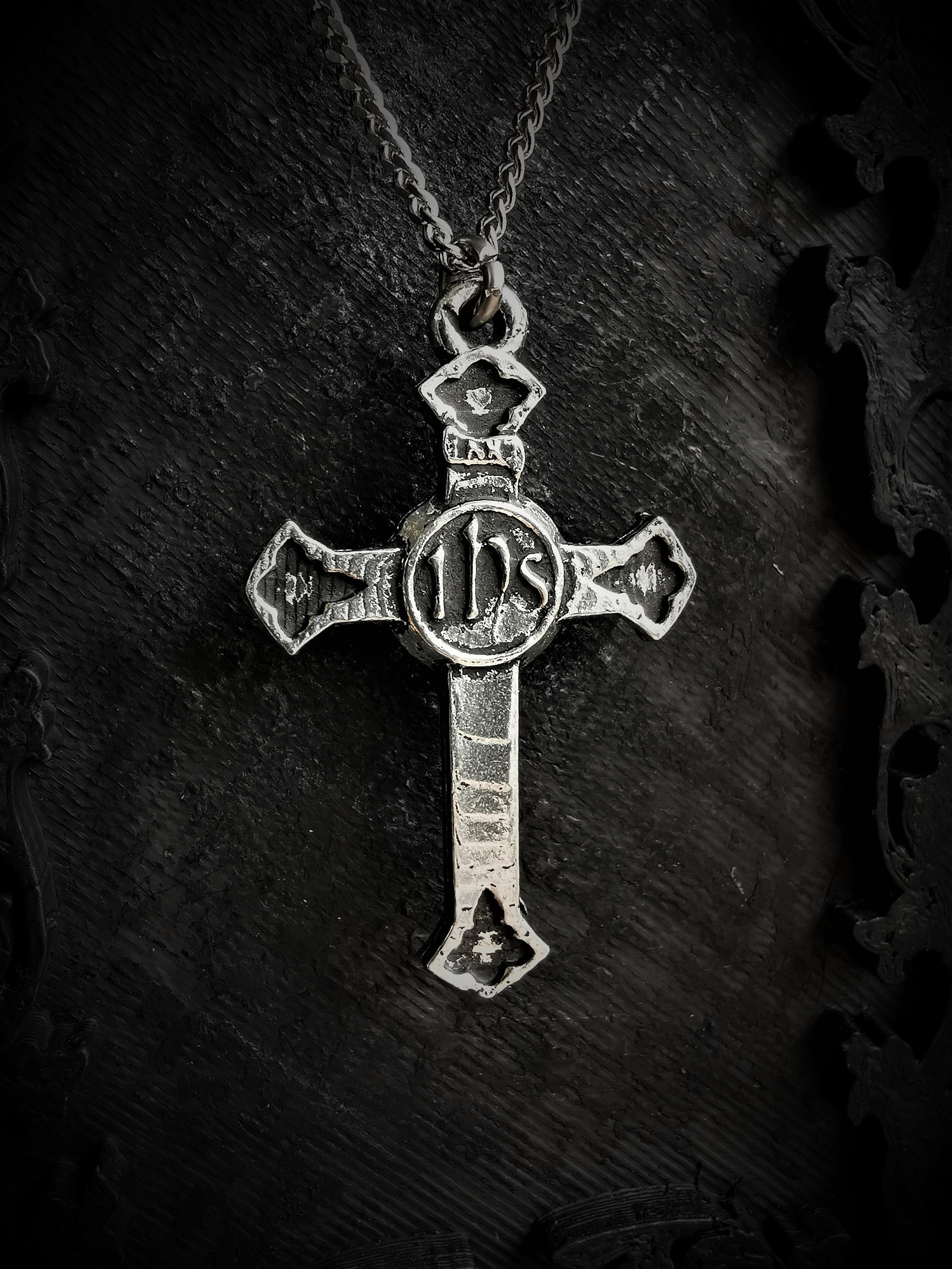 Antique Style Cross with IHS Inscription