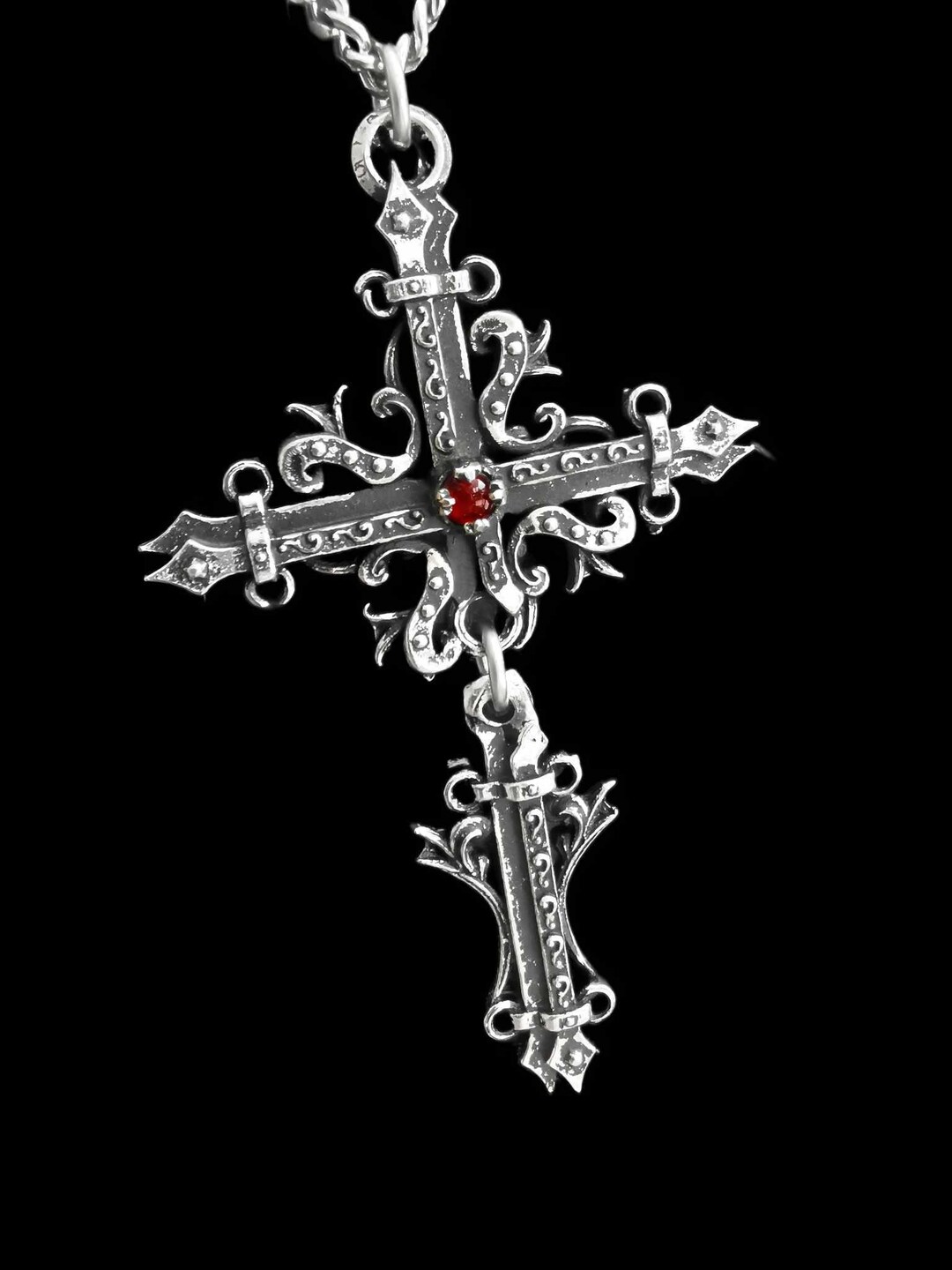Amazon.com: Gothic Cross Necklace Silver-Tone Pendant with