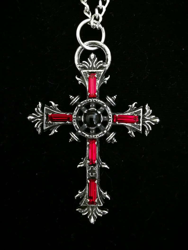 Handmade Gothic Cross Necklace With Swarovskis - Etsy