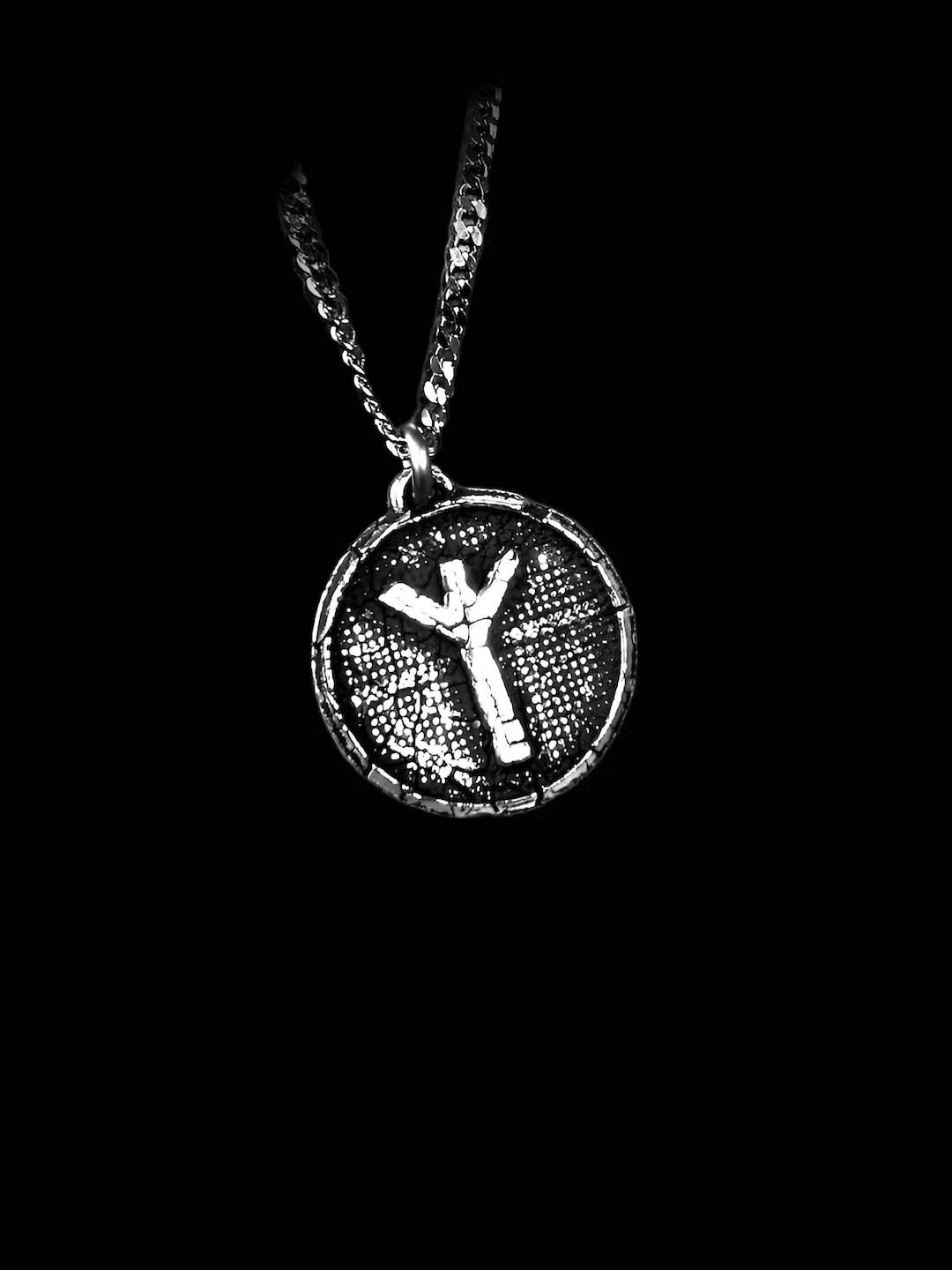 Cracked Rune Algiz Rune Pendant With Cracked Antique Finish - Etsy
