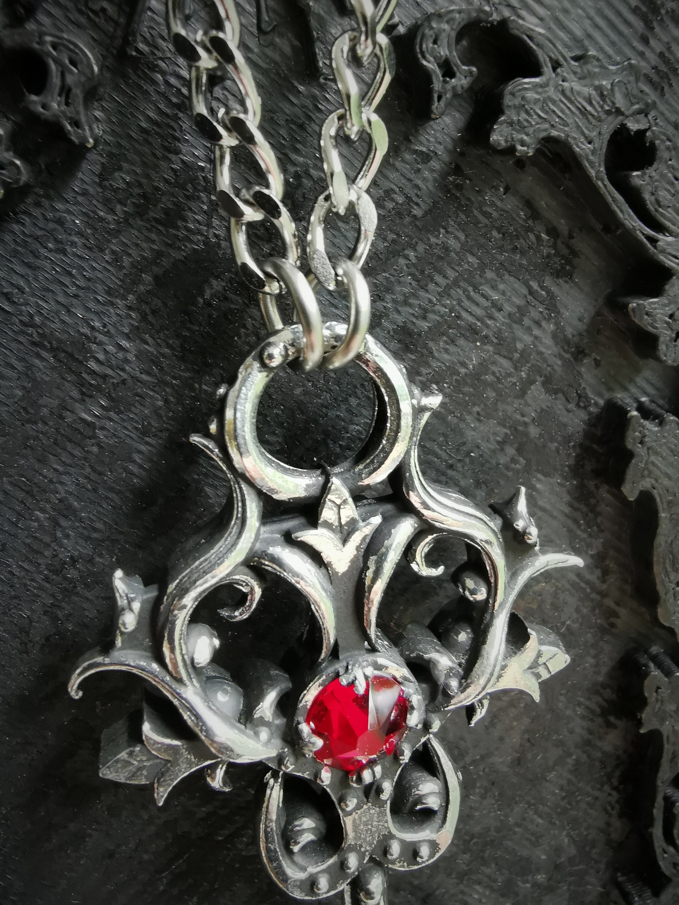 Gothic Key Pendant With Swarovski Crystal - Etsy