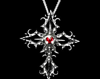 Gothic Cross Pendant with Swarovski Crystal, Salema's cross