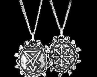 Sello de Lucifer de doble cara y colgante de estrella del caos