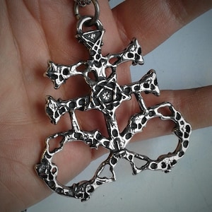 Leviathan Cross Necklace with Skulls, Inverted Pentagram, and Seal of Lucifer