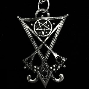 Sigil of Lucifer necklace with inverted pentagram Black
