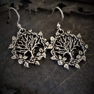 Handmade tree of life earrings with surgical steel hooks