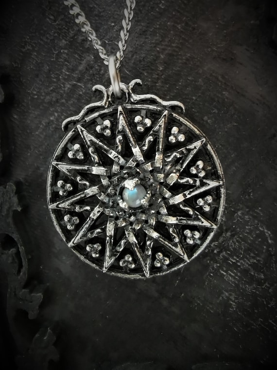 Dodecagram 12 Pointed Star Necklace With Gemstone of Your Choice