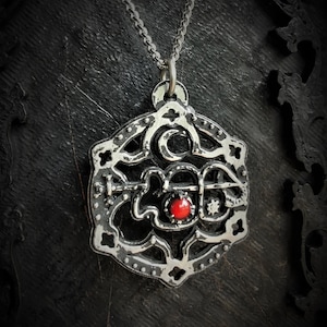 Clauneck Seal Pendant with Gothic Ornaments and Custom Gemstone