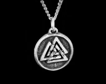 Small Valknut Necklace with Antique Finish