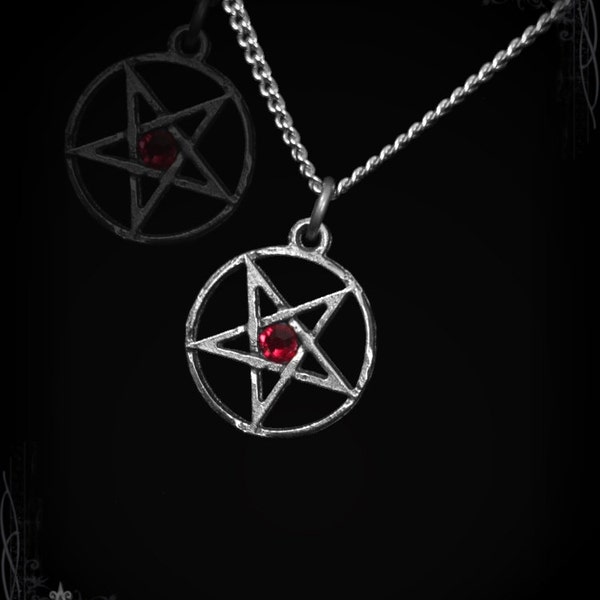 Inverted pentagram necklace with gem of your choice