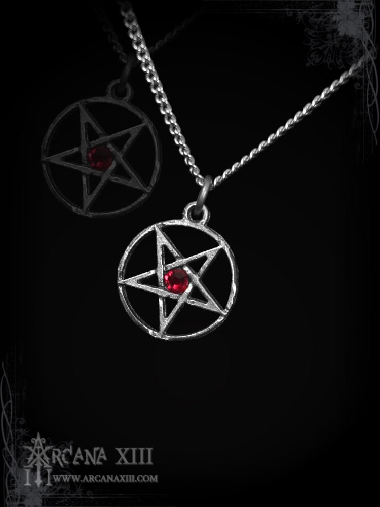 Inverted Pentagram Necklace With Gem of 