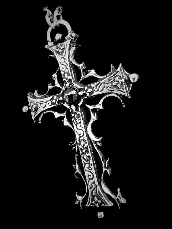 Elmina's Cross Gothic Necklace with Gemstone