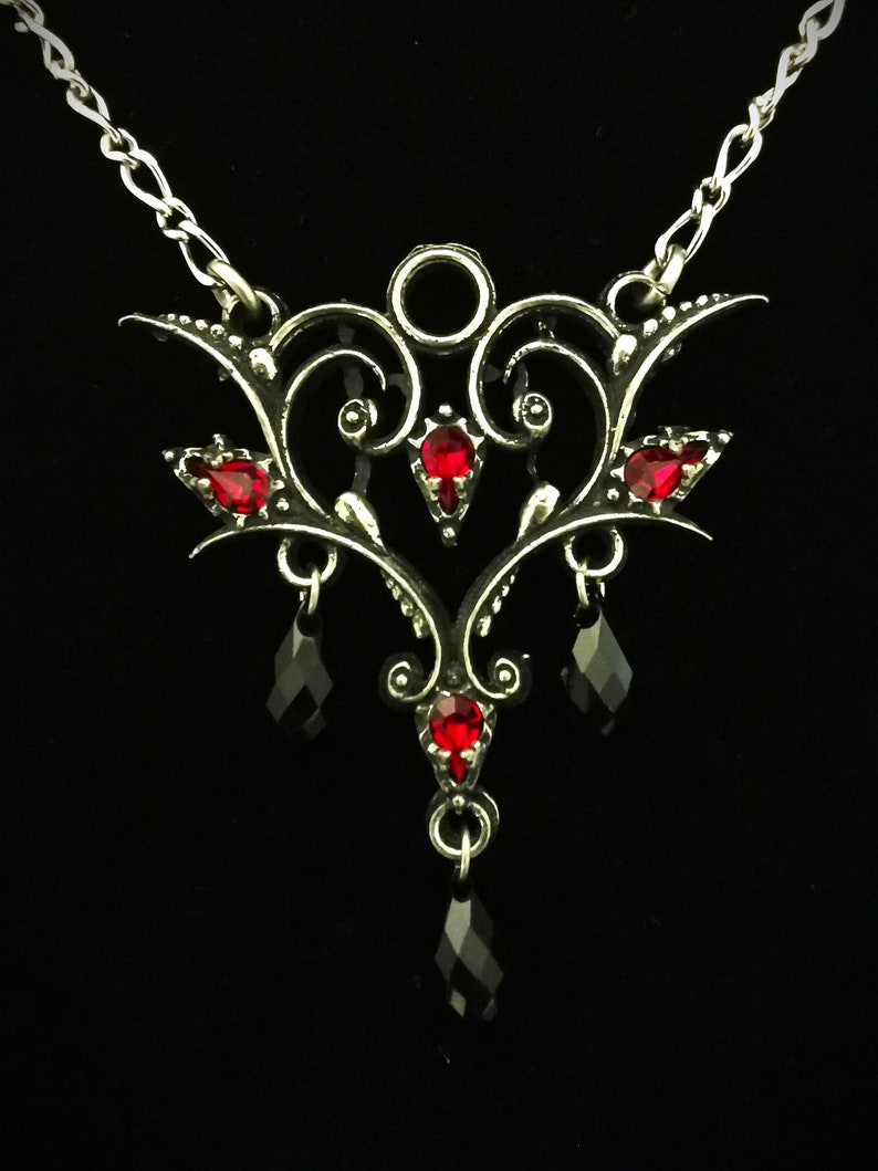 Handmade Gothic necklace with Swarovski Red