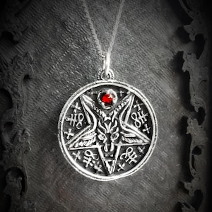 Baphomet Seal Pendant with Custom Gemstone and Leviathan Crosses
