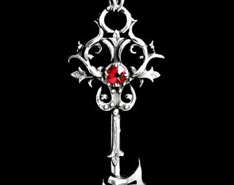 Gothic Key Pendant with Swarovski Crystal