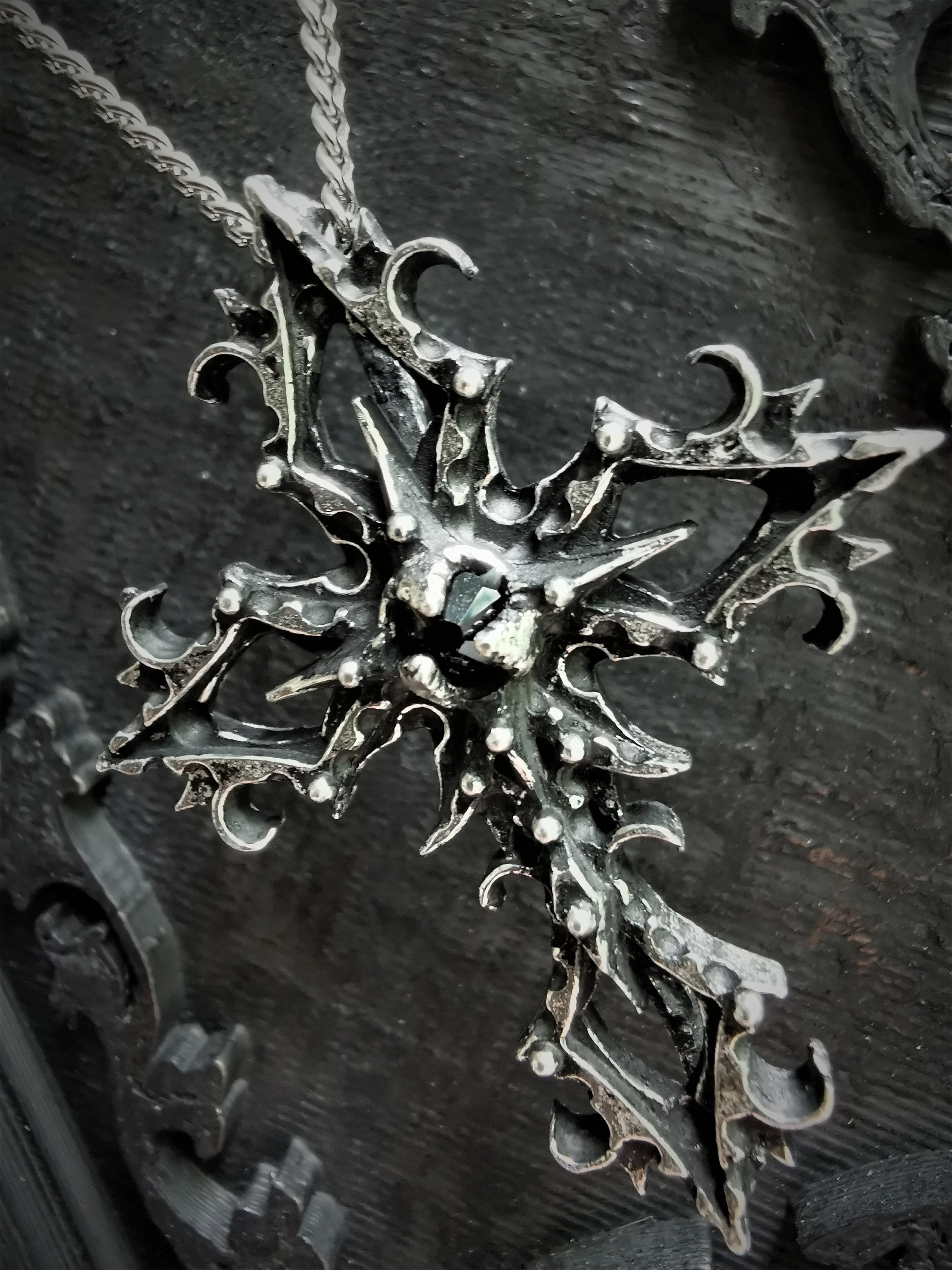 Gothic Cross Pendant With Swarovski Crystal, Salema