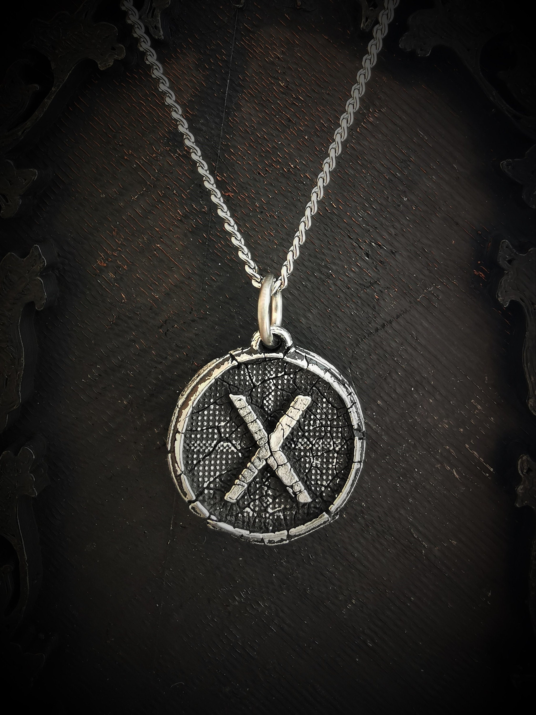 Cracked Rune Gebo Rune Pendant With Cracked Antique Finish - Etsy