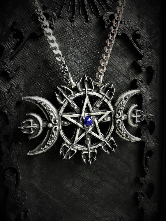 Seal Sigil of Hecate Poseidon Pendant Triple Moon Necklace With
