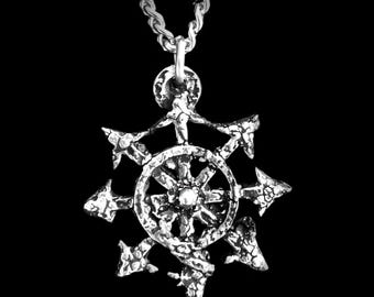 Chaos Star Pendant with Cracked Antique Finish