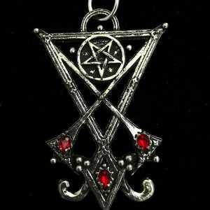 Sigil of Lucifer necklace with inverted pentagram Red