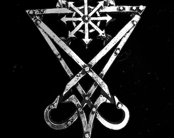 Luzifer-Siegel-Anhänger mit Chaos-Stern-Ornament und Antik-Finish