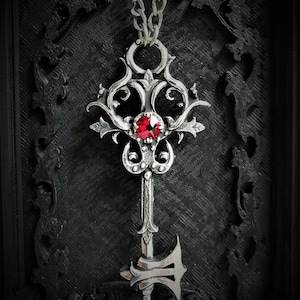 Gothic Key Pendant with Swarovski Crystal