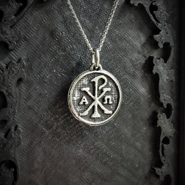 Chi Rho pendant with antique finish