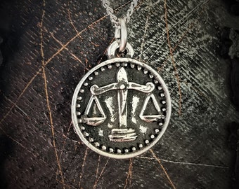 Small Scale of Justice, Scale of Themis  aka Justitia, Scale of the Divile order pendant with antique finish