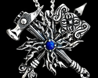 Dwarven Necklace for LARP Featuring Crossed Hammers