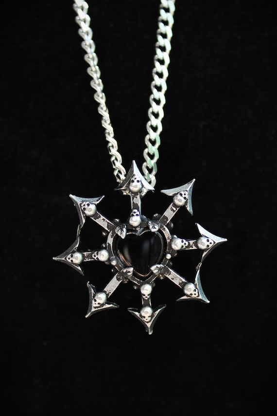 Chaotic Love Chaos Star Necklace With Onyx Heart - Etsy