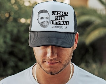 Birthday Party Custom Photo Trucker Hat | Custom Caricature | Birthday Party Hats | Hats for Birthday Party | Funny Birthday Favor