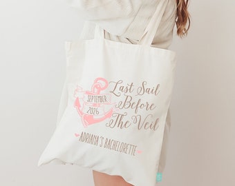 Bachelorette Party Tote, Nautical Canvas (Last Sail Before the Veil)