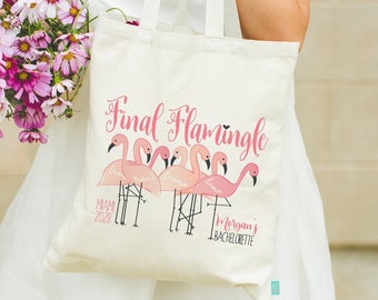 Final Flamingle Last Flamingle permite que Flamingle Flamingo Totes para despedida de soltera - Bienvenida a la boda Bolsa de tela