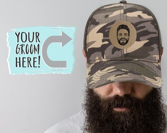Bachelor Party Hat | Custom Sketched Photo - Bachelor Party Hats, Groomsmen Hats for Bachelor Party, Groomsmen Gift Bachelor Party Hat
