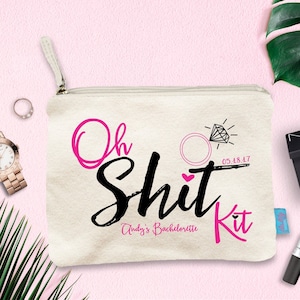 Oh Shit Kit Bachelorette Hangover Recovery Kit Makeup Bag, Wedding Day Makeup Bag, Wedding Party Cosmetic Bag, Bridesmaid Makeup Pouch image 1