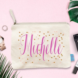 Personalized Bridesmaid Makeup Bag, Wedding Day Makeup Bag, Wedding Party Cosmetic Bag, Bridesmaid Makeup Pouch, Wedding Party Gift, Pouch