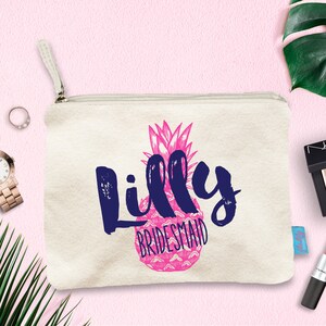 Ananas damigella d&#39;onore trucco Bag, Wedding Day Makeup Bag, Wedding Party Cosmetic Bag, Bridesmaid Makeup Pouch, Wedding Party Gift, Pouch