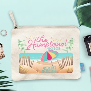 The Hamptons Bag | Hamptons Bachelorette Party Makeup Bag, Wedding Day Makeup Bag, Bachelorette Party Bag,Beach Bachelorette Party Gift