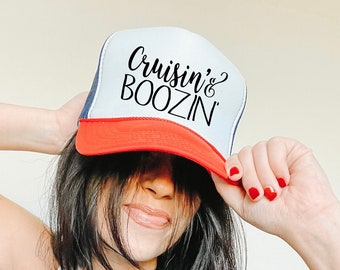 Cruisin' & Boozin' Bachelorette Party Trucker Hat – Custom Cruise Hats