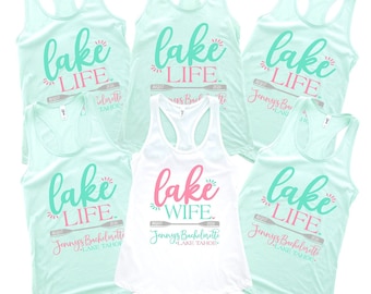 Camiseta sin mangas estilo racerback para despedida de soltera con temática de vida en el lago – Camisetas para la fiesta nupcial