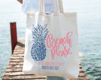 Beach Please Pineapple Beach Bachelorette Party Totes- Wedding Welcome Tote Bag