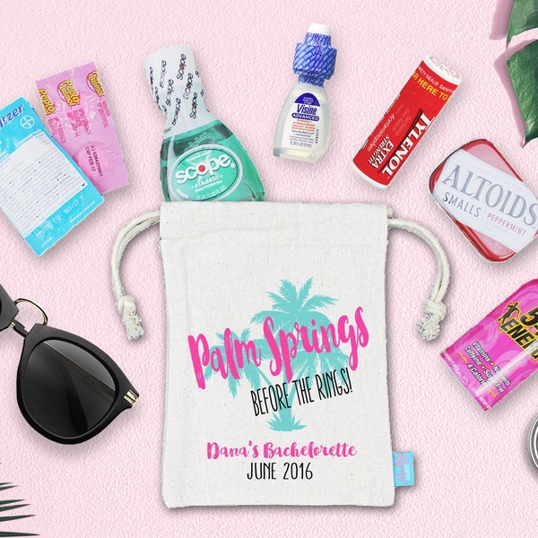 Palm Springs Before the Rings Bachelorette Party Hangover Kit | Assembled Favor Bags | Bachelorette Goodie Bags | Bachelorette Ideas