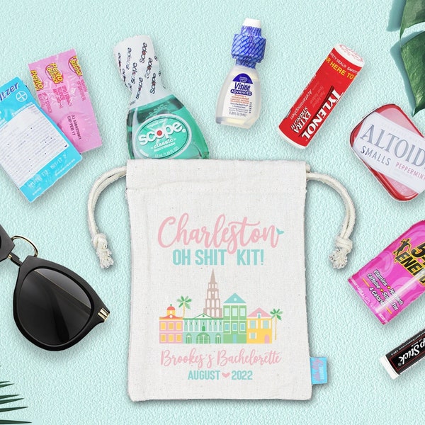 Charleston South Carolina Oh Shit Kit Bachelorette Party Hangover Kit | Assembled Favor Bags | Bachelorette Goodie Bags | Bachelorette Ideas