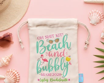 Kit Ressaca Praia & Espumante | Lembrancinhas para Despedida de Solteira na Praia | Sacolas de Lembrancinhas Montadas | Sacolas de Guloseimas para Despedida de Solteira | Lembrancinhas para Viagem entre Amigas
