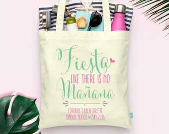 Bachelorette Party Tote, Fiesta Design, Cotton Canvas (15x16 inches)