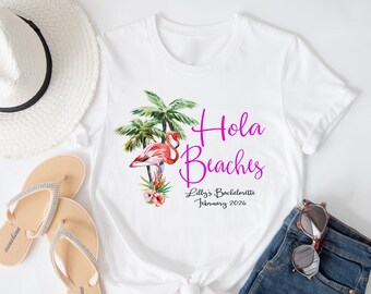 Hola Beaches Flamingo Bachelorette Party Racerback Tank Top