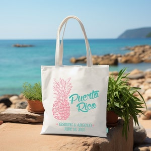 Destination Beach Wedding Retro Pineapple Personalized Bags- Wedding Welcome Tote Bag