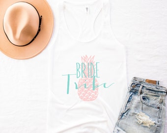 Bride Tribe Pineapple Racerback Tank Top -Beach Bachelorette Party Shirts, Bridal Party Shirts, Bridesmaid Shirt, Bridal Shirts