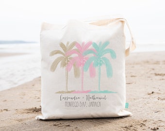 Multi Palm Tree Destination Wedding - Wedding Welcome Tote Bag