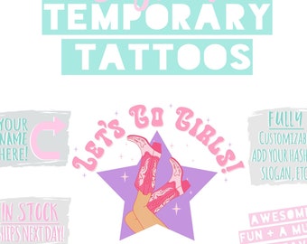 Anpassade tillfälliga tatueringar för möhippa | Anpassade möhippaidéer till Nashville-möhippa | Lets Go Girls